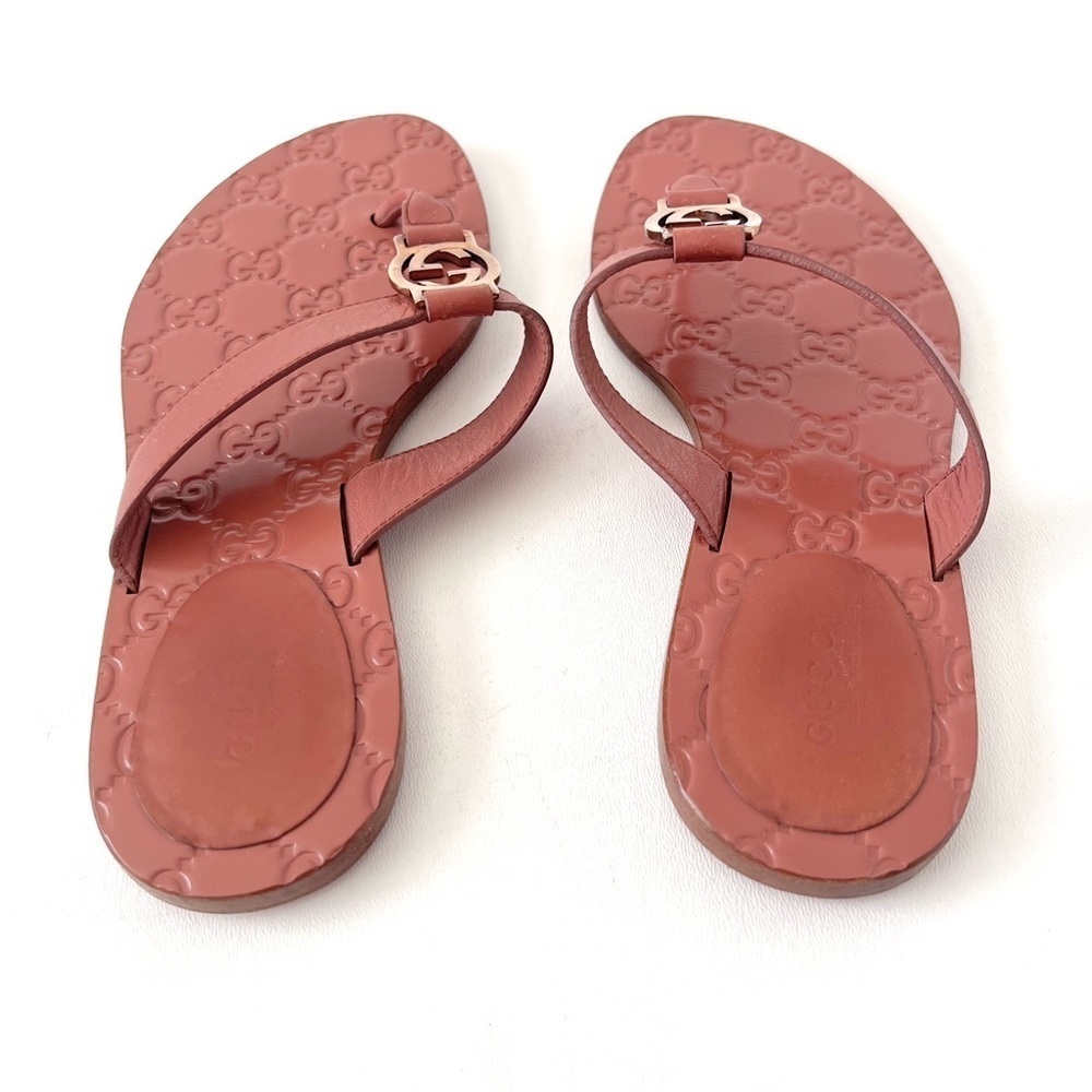 GUCCI | Pink Guccissima Leather Interlocking GG Thong Sandals‎ Flats EU 36 - Picture 8 of 16